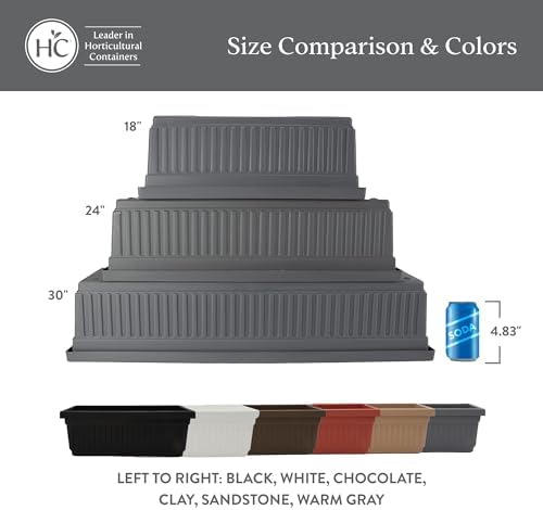 The HC Companies Venetian Window Planter Box w/Drain Plug - Long Planter Box for Windowsills, Balconies & More - Plastic Large Rectangular Outdoor Planters for Herbs & Flowers (24" White, Pack of 1) - Image 6