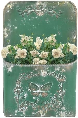 All Chic Outdoor Wall Planter Wall Metal Hanging Planter Wall Planters for Indoor Plants Wall Vase for Flowers Metal Planters for Outdoors for Farmhouse Shabby Chic Decor(Green) by HOME