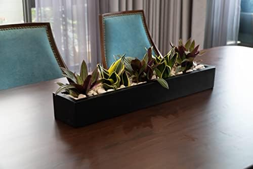 Black Fiberstone Rectangle Planter 3.75"H x 6"W x 16"L - Carlo Pot - Image 2