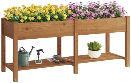 GHWIE Raised Garden Bed with Shelf,Elevated Wooden Planter Box with Legs,Garden Planter for Backyard, Patio, Balcony by GHWIE