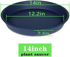 4 Pack of 14 inch Plant Saucers Bird Bath Bow Round, Plastic Plant Saucer Tray for Pots, White Planters for Indoor Plants, Plant Trays for Planter 12-15" (14", Blue) - Image 2