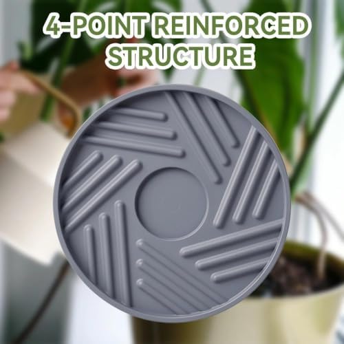 2 Pcs Plant Caddy with Hidden Wheels 12.4 Inch Heavy Duty Rolling Plant Stand, Indoor Outdoor Plant Saucer Tray with $9.9 Garden Tools (Gray) - Image 7