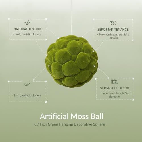Artificial Moss Ball, 6.7 Inch Green Hanging Decorative Sphere for Living Room & Event Styling (1 PC) - Image 5