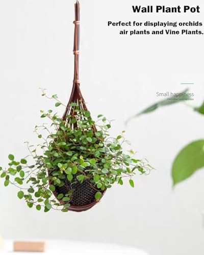Hanging Orchid Planter: 4 Inch Handmade Bamboo Flower Basket -5Pcs - Image 3
