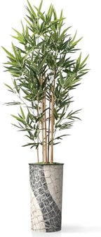 Artificial Tree in Geometric Pattern Planter, Fake Bamboo Silk TRE for Indoor and Outdoor Home Decoration - 70" Overall Tall (Plant Pot Plus Tree) - Image 2