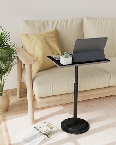 Rectangle Side Table, Height Adjustable Pedestal Stand, Black - Image 4