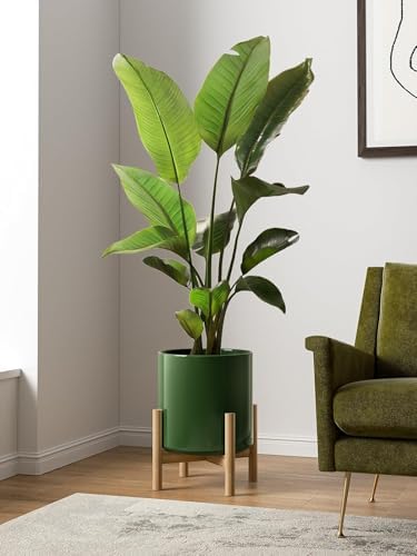 LE TAUCI 12 Inch Pot for Plants, Ceramic Indoor Planter, Bamboo Green - Image 6