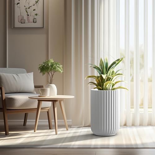 Kante Large Round Column White Concrete Planter 21.7" Tall, Outdoor - Image 3