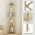 Homhedy 6-Tier Gold Corner Shelf Stand, Metal Corner Bookshelf - Image 5