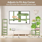 LASZOLA Plant Stand Indoor Outdoor Tall with Plastic Tray, 5 Tiers Green - Image 3