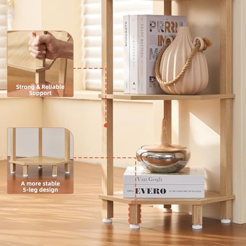 YUFAM 4-Tier Corner Shelf, Natural - Image 4