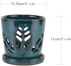 W&W Orchid Pot with Holes and Saucer for Repotting, Teal, 5.5 Inch - Image 6