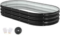 Raised Garden Bed, 6x3x1ft Galvanized Outdoor Planter Beds with Safety Edging and Gloves, Oval Metal Planter Box for Gardening Vegetables Flowers Herb-Black by Patiobay