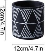 Sleek Nordic-Style Geometric Cement Flower Pot Flat Straight Cylindrical Bonsai with Holes for Indoor use(Black) - Image 2