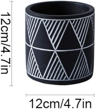 Sleek Nordic-Style Geometric Cement Flower Pot Flat Straight Cylindrical Bonsai with Holes for Indoor use(Black) - Image 2