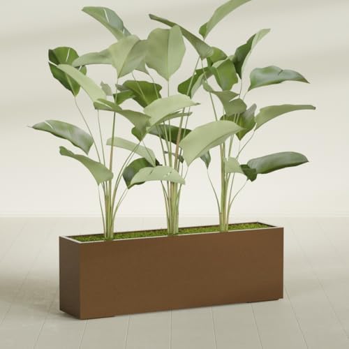Greenline Leo Tall Rectangular Fiberglass Planter, Outdoor Planter Box - Image 4
