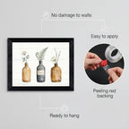 Framed Canvas Wall Art Vintage Apothecary Bottles Wildflowers Amber Sage and Charcoal Canvas Print Poster Black Frame Wall Decor for Kitchen Bathroom Minimalist Art, Nature Print - Inch 24x36 - Image 2
