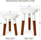 LitaEther Modern Wood Plant Stand set of 2, Accent Table, Bath Stool, Milking Stool set 9" D x 9" W x 12" H & 9" D x 9" W x 16" H for Living Room Bedroom - Image 2