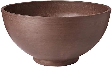 PSW Pot Collection 15x8 inch Plastic/Stone/Wood Composite Square Planter – No Drainage Hole (Drillable), Simplicity Bowl, Chocolate by PSW