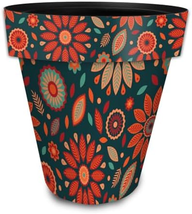 Briarwood Lane Everyday Planter 14" x 15" x 15" Orange and Teal Floral Large Planter - Image 2