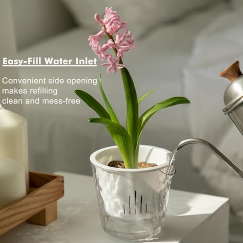 4.6 Inch Self Watering Plant Pots for Indoor Plants 16 Packs African Violet Pot, Self Watering Planters for Herb, Orchid, Devil's Ivy, Flower Houseplant Planters, Clear Plant Pots, White - Image 4