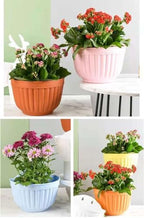 4 Pcs Hanging Planters Flower Pot, Colorful Resin Wall Plant Basket Flower Hanger, Indoor Outdoor Detachable Hook Bucket Plants Holder for Garden Balcony Fence Window Trellis Mounted (Blue) - Image 6