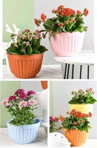 4 Pcs Hanging Planters Flower Pot, Colorful Resin Wall Plant Basket Flower Hanger, Indoor Outdoor Detachable Hook Bucket Plants Holder for Garden Balcony Fence Window Trellis Mounted (Multicolour7) - Image 6