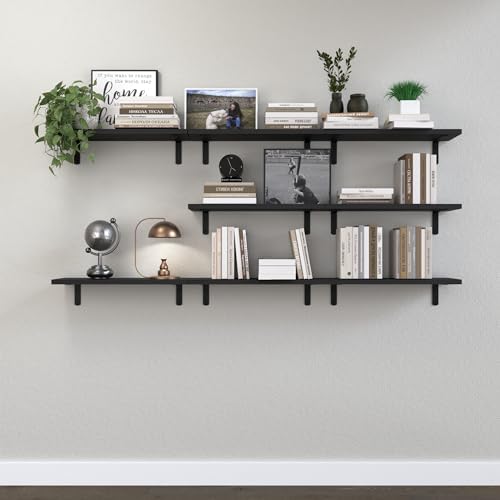DOLLFIO Floating Wall Shelves, Decor & Storage, Black, 16.5'', 8Pcs - Image 7