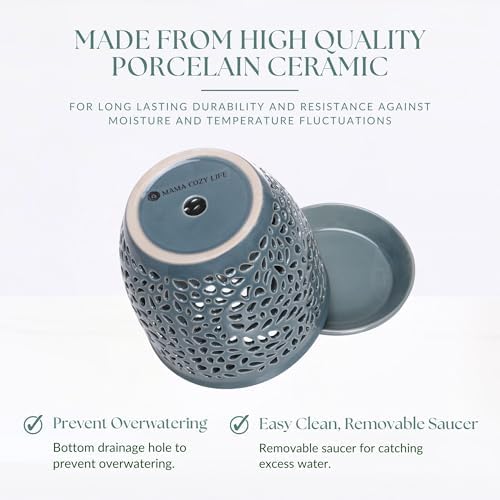 Elegant Orchid Pot with Holes, Large 6.5 inch Premium Porcelain Ceramic Orchid Pot for Repotting, Durable Ceramic Planter with Removable Saucer for Easy Drain, Planter Gifts for Moms - Image 5