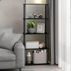 Furinno TURN-N-TUBE Storage Shelves, 5-Tier Book Shelf, Corner Shelf, Toolless Open Shelves, for Organization and Storage, Living Room, Garage, Home Office, Black - Image 2
