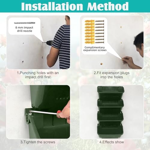 Vertical Wall Planter, 4 Packs Self Watering Wall Planters for Indoor with 3 Pcs Garden Tool Set Vertical Planter Tower for Strawberry Flowers Herbs, 12.9''x5.5'' x26.7'' - Image 6