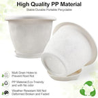Plastic Flower Pots Planters For Indoor Plants, 4 Pack 14 Inch White Plant Pots With Drainage Hole & Tray, Modern Decorative Large Plant Pot With Saucer For Indoor Outdoor Plants Garden House Planter - Image 4