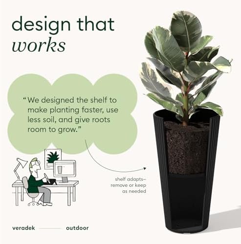 Veradek Demi Series Tall Planter - Tall Tapered Outdoor Planter with Shelf - Image 5