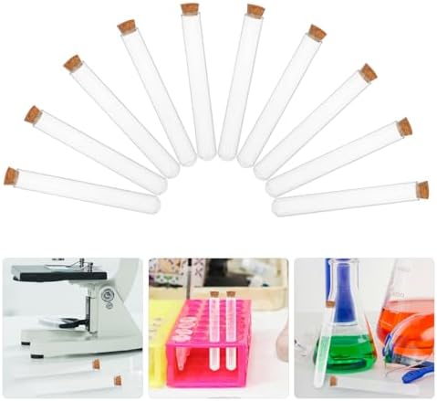 OUNONA 20ml Round Bottom Glass Test Tubes Cork Stoppers 20pcs for Lab Plant Propagation - Image 3