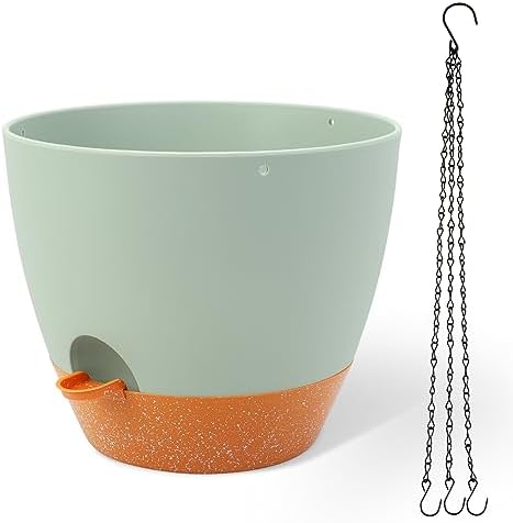 GARDIFE 12 Inch Self Watering Hanging Planter, Indoor Outdoor, Green by GARDIFE