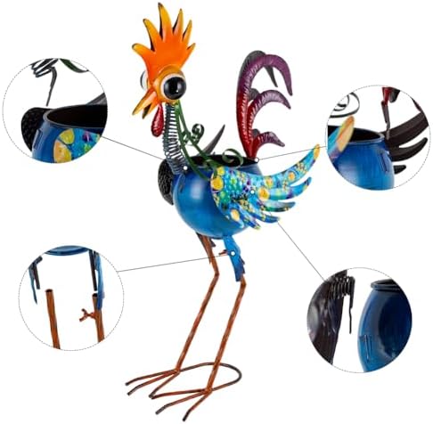 Planters for Outdoor Plants,25.6 Inch Tall Metal Yard Rooster Decor for Outdoor Plants, Weather-Resistant Flower Pots for Garden Patio Porch Decor - Image 4