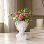 Planter and Flower Pot for Home Decor – Whimsical Plant Pot for Indoor or Outdoor Use with Butterfly and Face Sculpture – Modern Indoor Plant Stand Ideal for Garden and Patio Accent – 11" White by NESSANDJORD