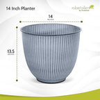 Headwind Robert Allen Natural Ironstone Decorative Planter, Archer Collection, Steel Blue, 14-inch - Image 2
