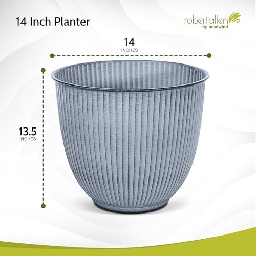 Headwind Robert Allen Natural Ironstone Decorative Planter, Archer Collection, Steel Blue, 14-inch - Image 2