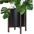 D'vine Dev Plastic Pot with Walnut Wood Stand, Black, 14 in, 55-C-R-2 by DvineDevPlanterPotsandStand