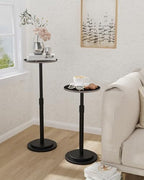 Round Side Table, Height Adjustable Vintage Pedestal Stand, Black - Image 2
