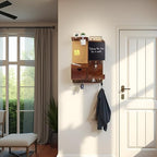 Key Holder Wall Mount with Drawer and Mail Organizer, Vintage Brown - Image 4