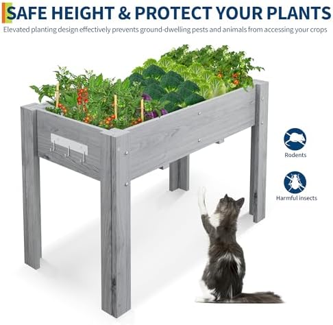GarveeHome 47×23×30IN Elevated Raised Garden Bed, Ergonomic Fir Planter Box - Image 5