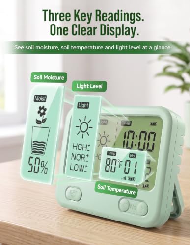 NexusLab Wireless Soil Moisture Meter with LCD Receiver, 2-Sensor 3-in-1 Plant Monitor for Moisture, Temperature, and Light, Indoor and Outdoor Garden Plants - Image 3