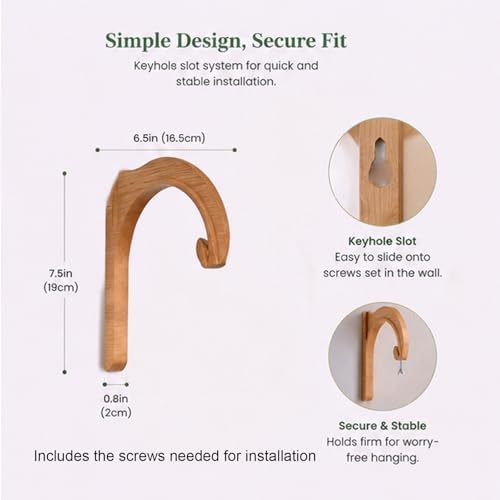 2 Pack Wooden Plant Hanger Bracket 7.5 Inch, Solid Wood Wall Hooks for Macrame Plant Hangers, Lanterns, Bird Feeders, Dream Catchers, Boho Indoor Outdoor Decor, Housewarming Gift - Image 6