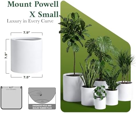 DTY Mount Powell 7.9" D x 7.9" H (Pot Opening 5.5") Fiberstone Cylindrical Planter with Drainage Hole, Weather Resistant for Indoor & Outdoor Use, Includes 2 Extra Coco Mats - White, Extra Small - Image 7