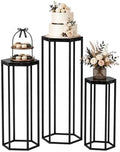 Urban Deco Set of 3 Black Hexagon Metal Cylinder Stands for Party by UrbanDeco