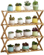Plant Stand, Bamboo Flower Pot Display Rack Modern Flower Shelf Living Room Floor-Standing Multi-Layer Foldable Indoor Balcony Succulents Ladder Shelf,A-70 * 25 * 57cm by Unknown