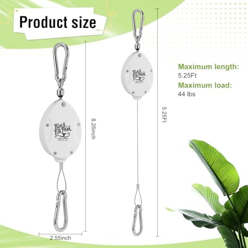 Plant Pulleys for Hanging Plants, Heavy Duty Retractable Hangers, 304 Stainless Steel Rope, Auto Plant Holder, Adjustable Climbing Hook for Garden Baskets Watering, or Bird Feeders (White-4) - Image 4