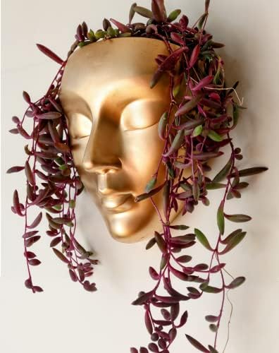 Face Wall Planter | 7 Colors Available | Unique Head Planter for Indoor Wall Decor | Perfect as a Succulent Wall Planter or Cactus Planter - Calma Design, Gold by BossaLinda